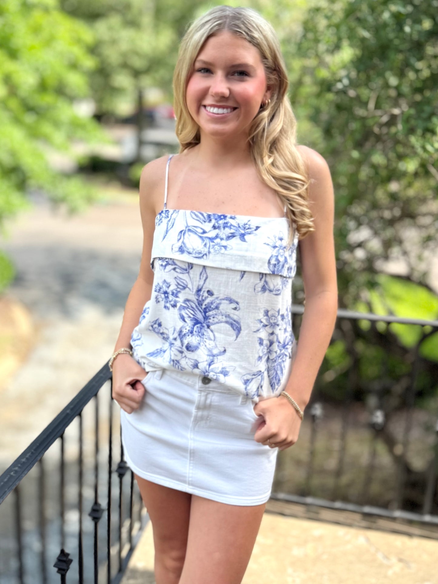 White/Blue Orchid Top