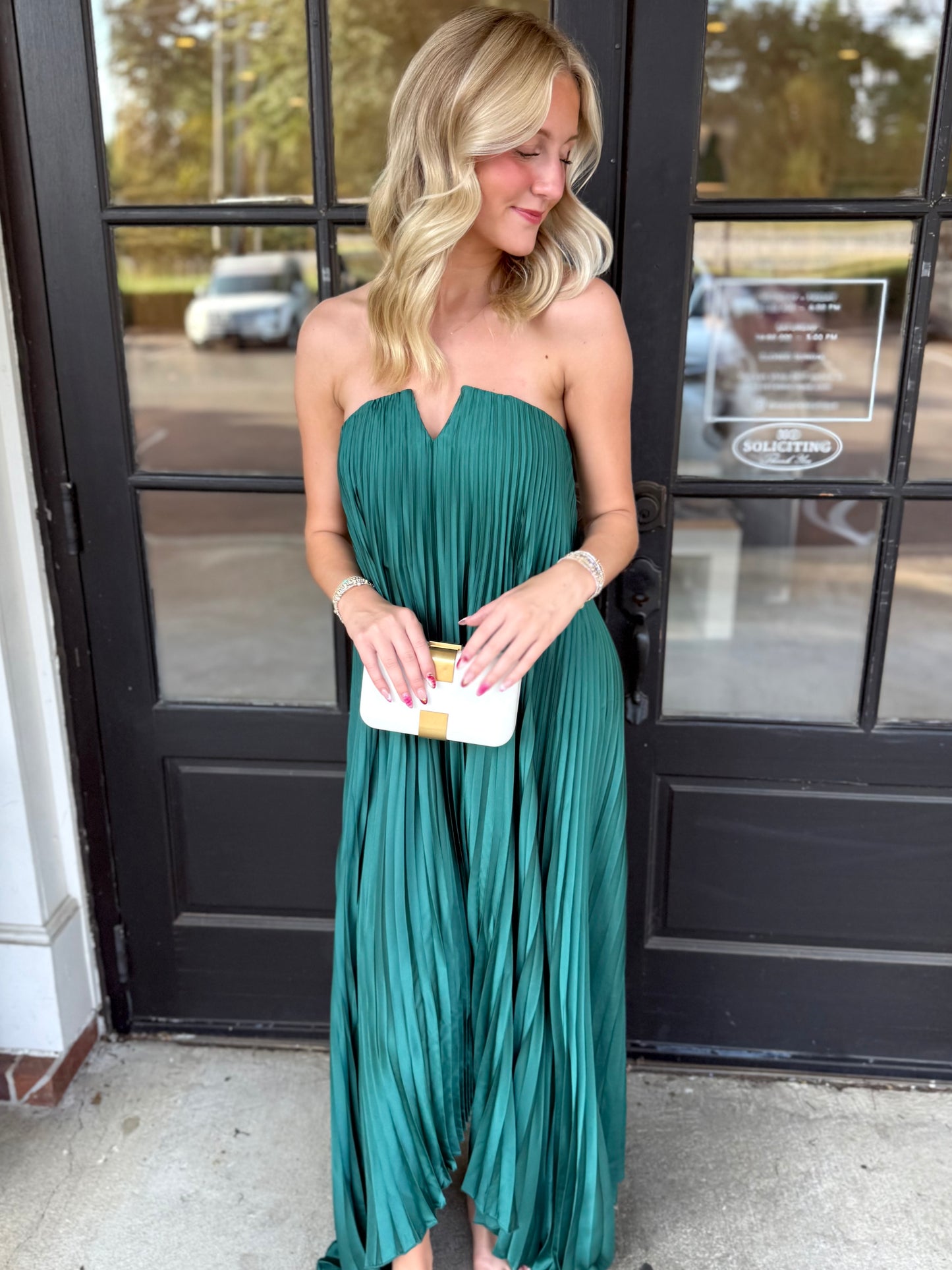 Emerald Pleated Maxi Dress