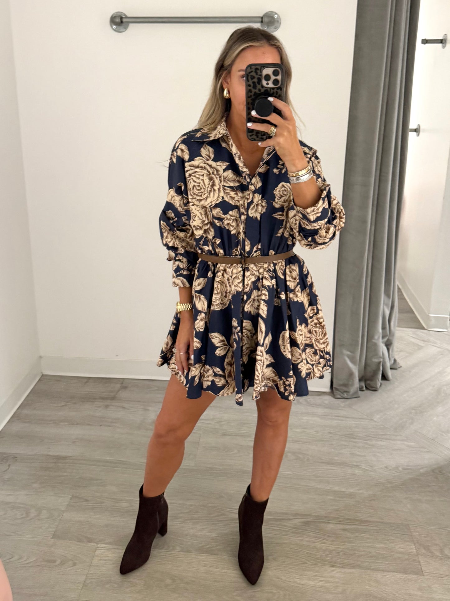 Midnight Floral L/S Belt Mini