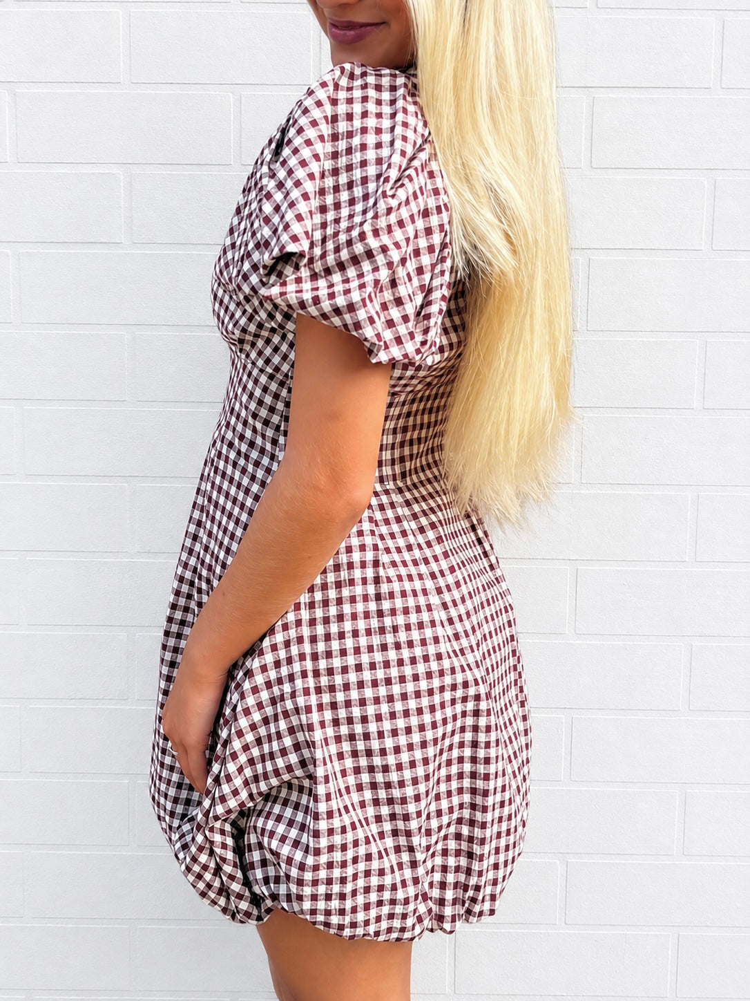 Burgundy Zip Bubble Dress