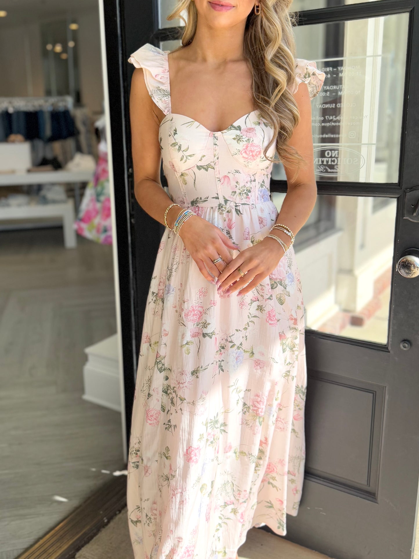Blush Floral Sweetheart Corset Maxi
