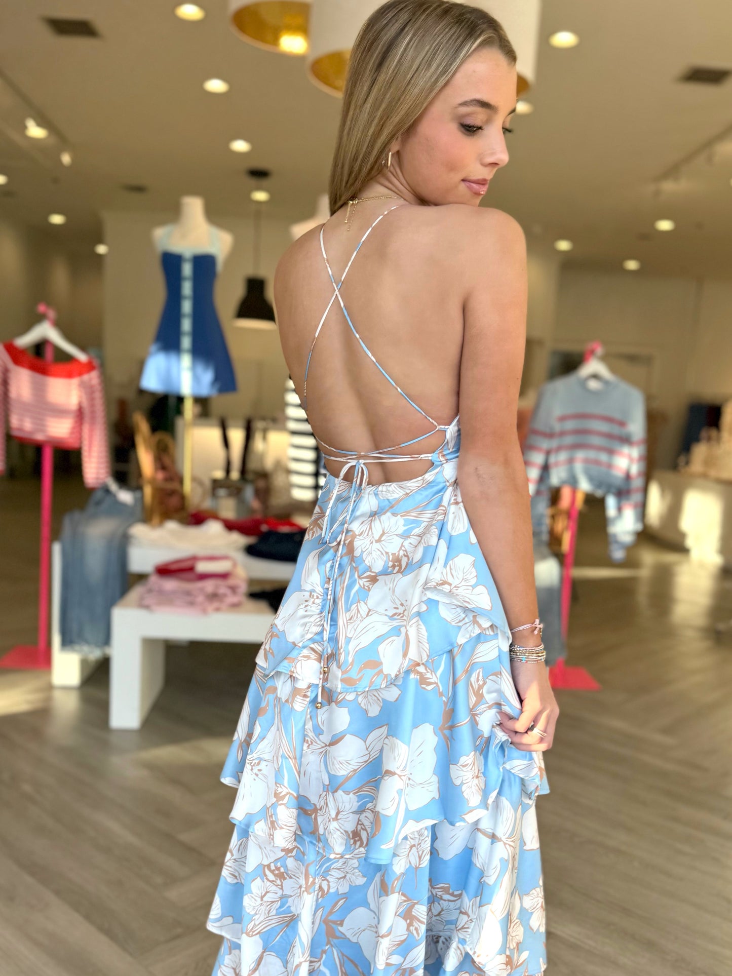 Blue Hawaiian Tiered Maxi