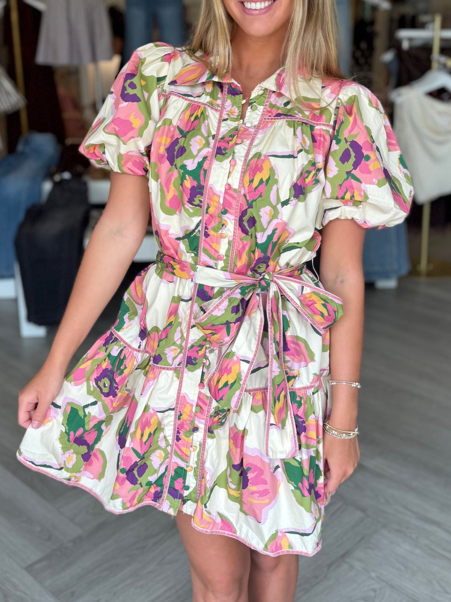 Watercolor Floral Belted Mini