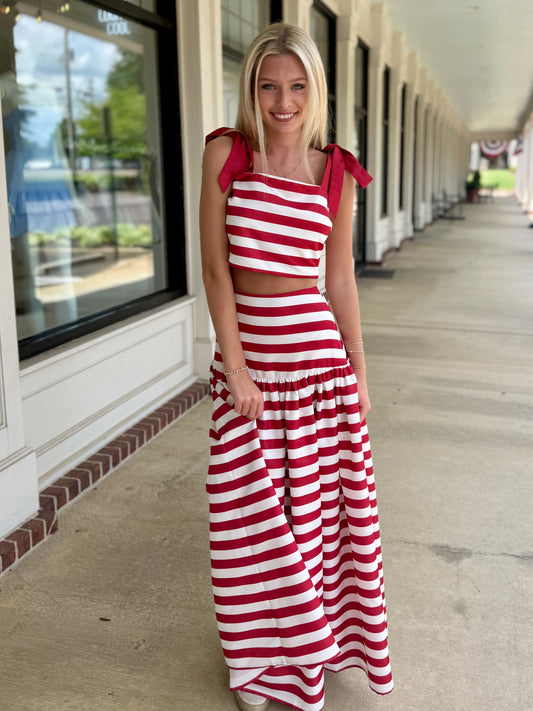 Deep Cherry Bomb Midi Skirt
