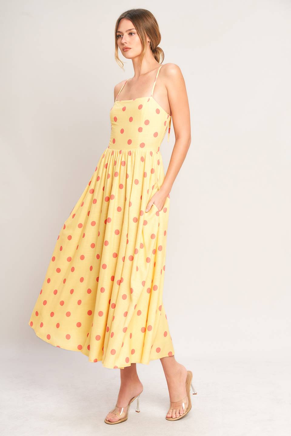 Yellow/Orange Polka Dot Midi