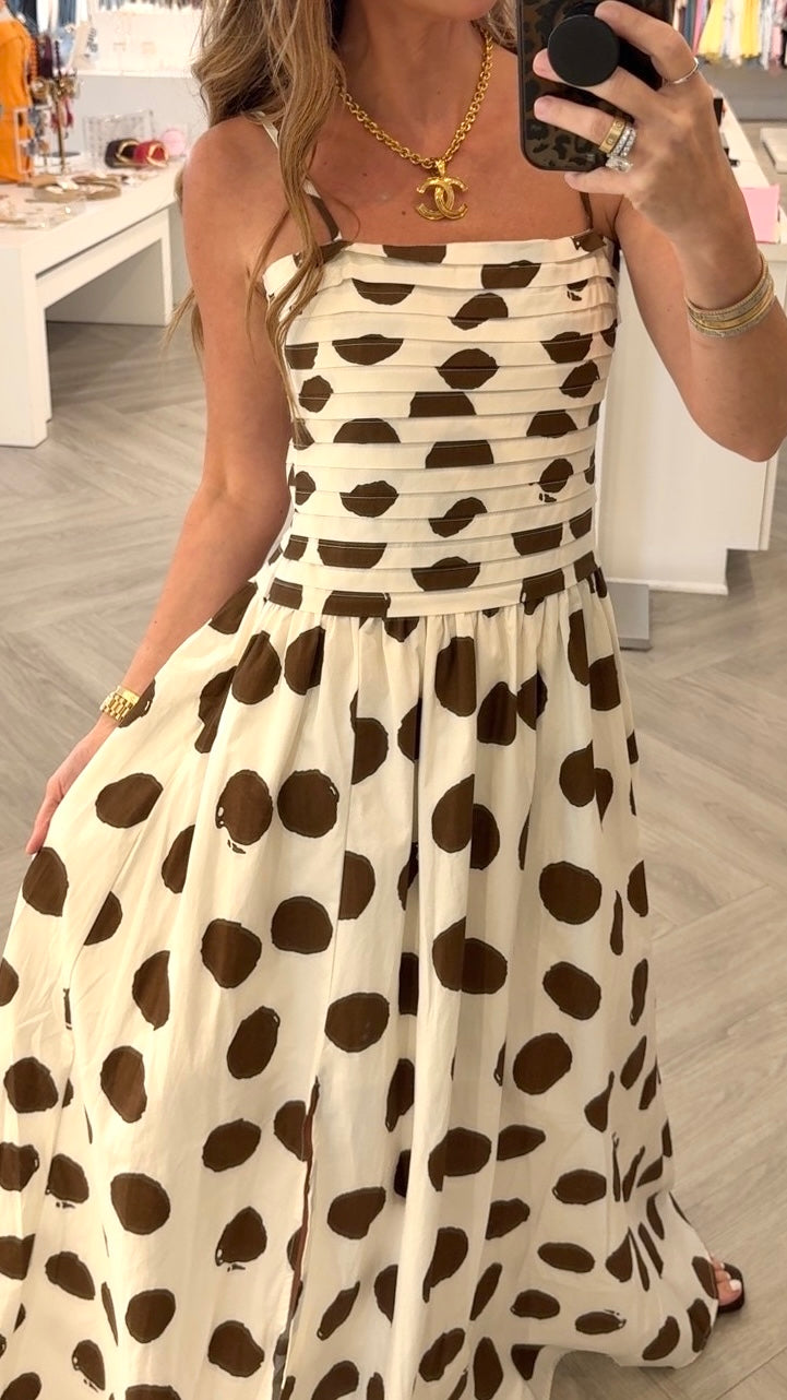 Ivory/Brown Polka Dot Maxi