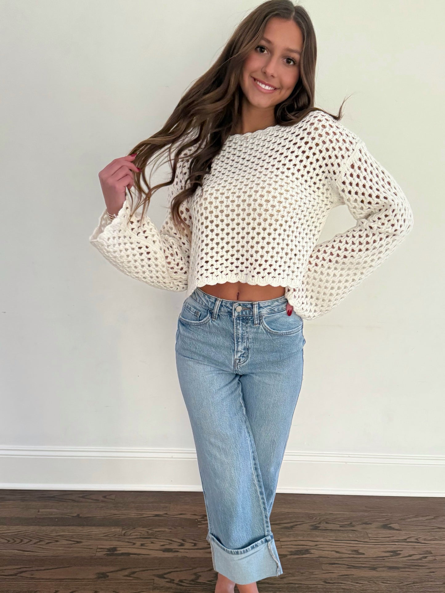 Cream Bell Sleeve Holy Top