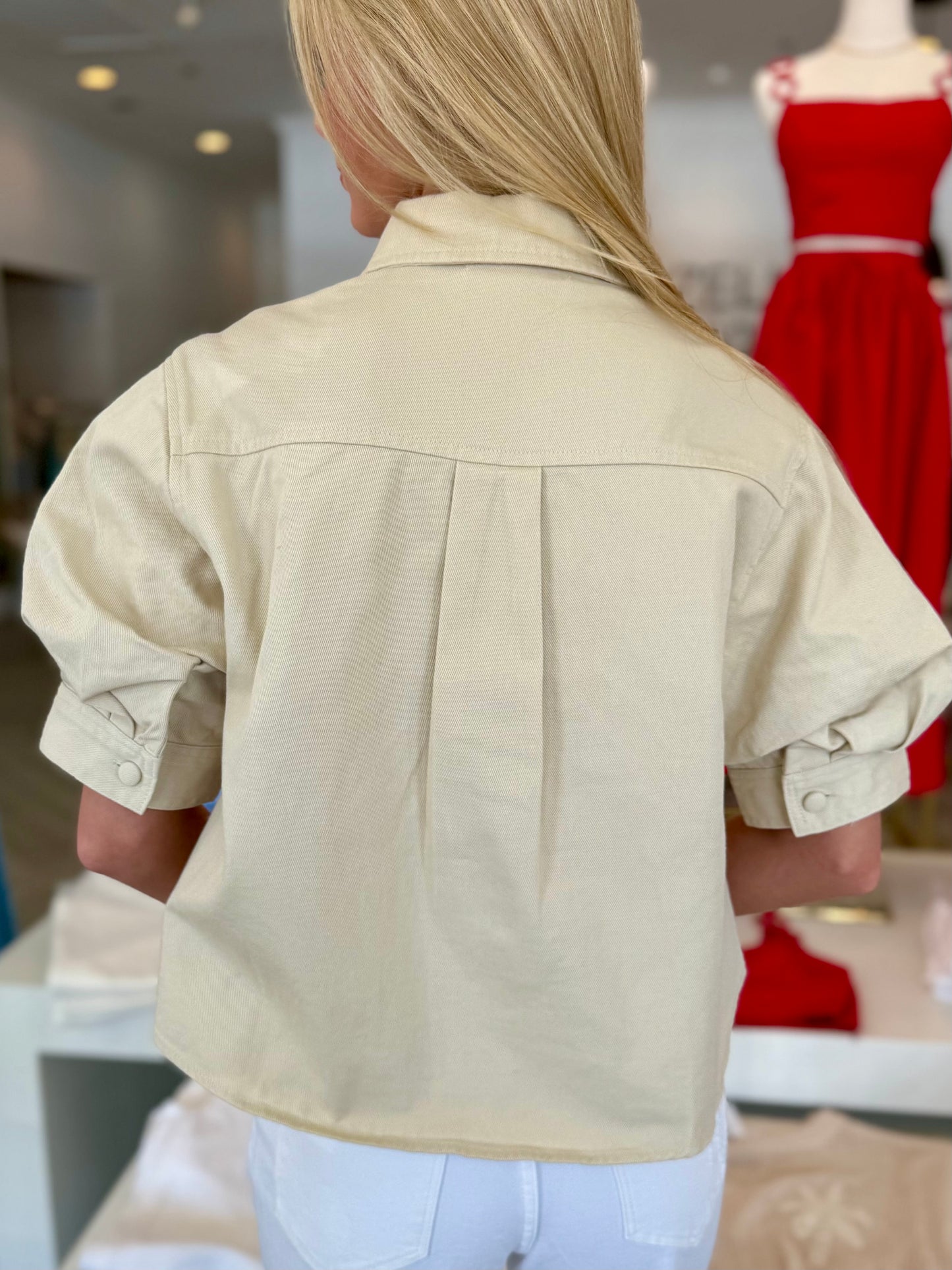 Natural Puff Sleeve Top