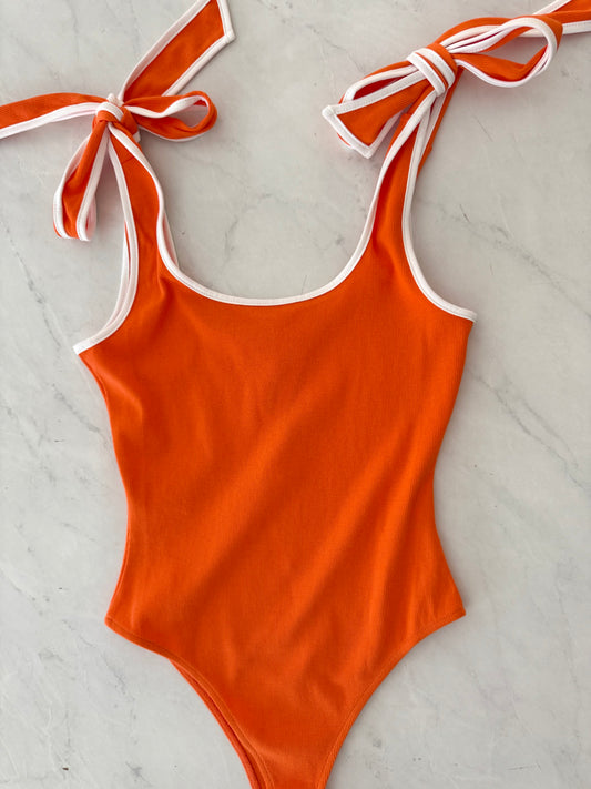 Sunkist/White Ribbed Bodysuit