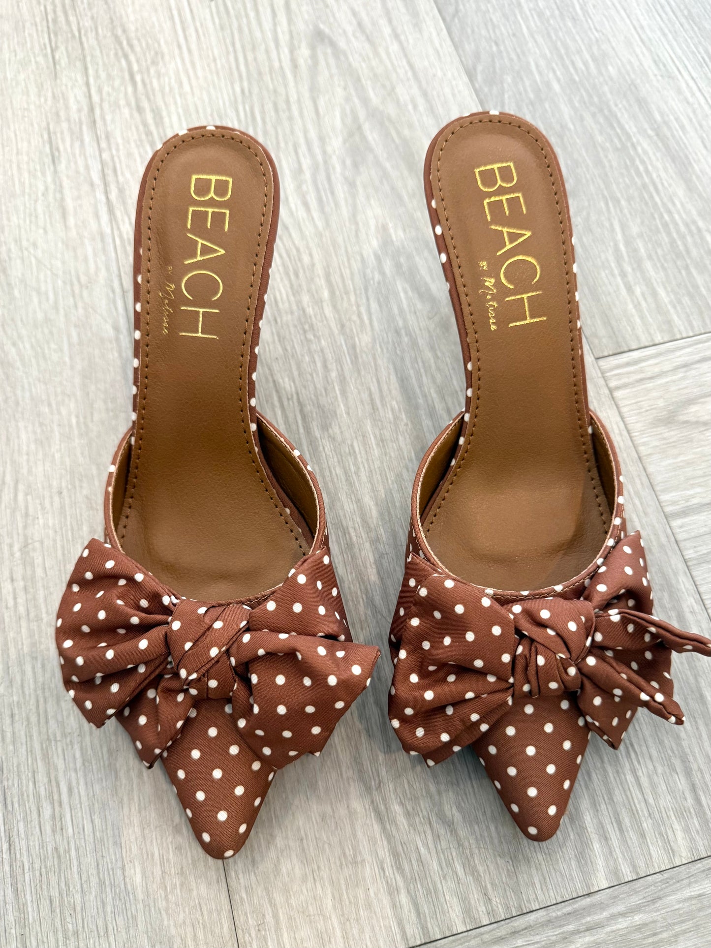 Brown Polka Dot Kitten Heel