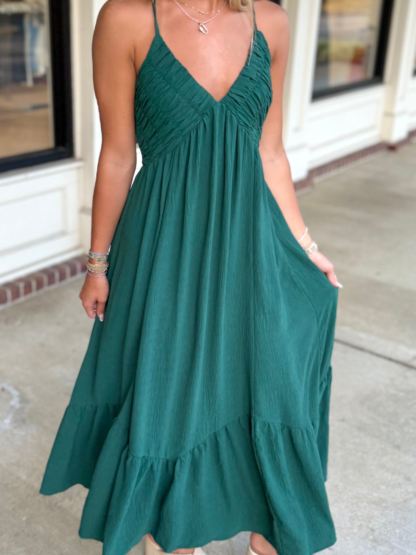 Emerald Cinched Top Maxi