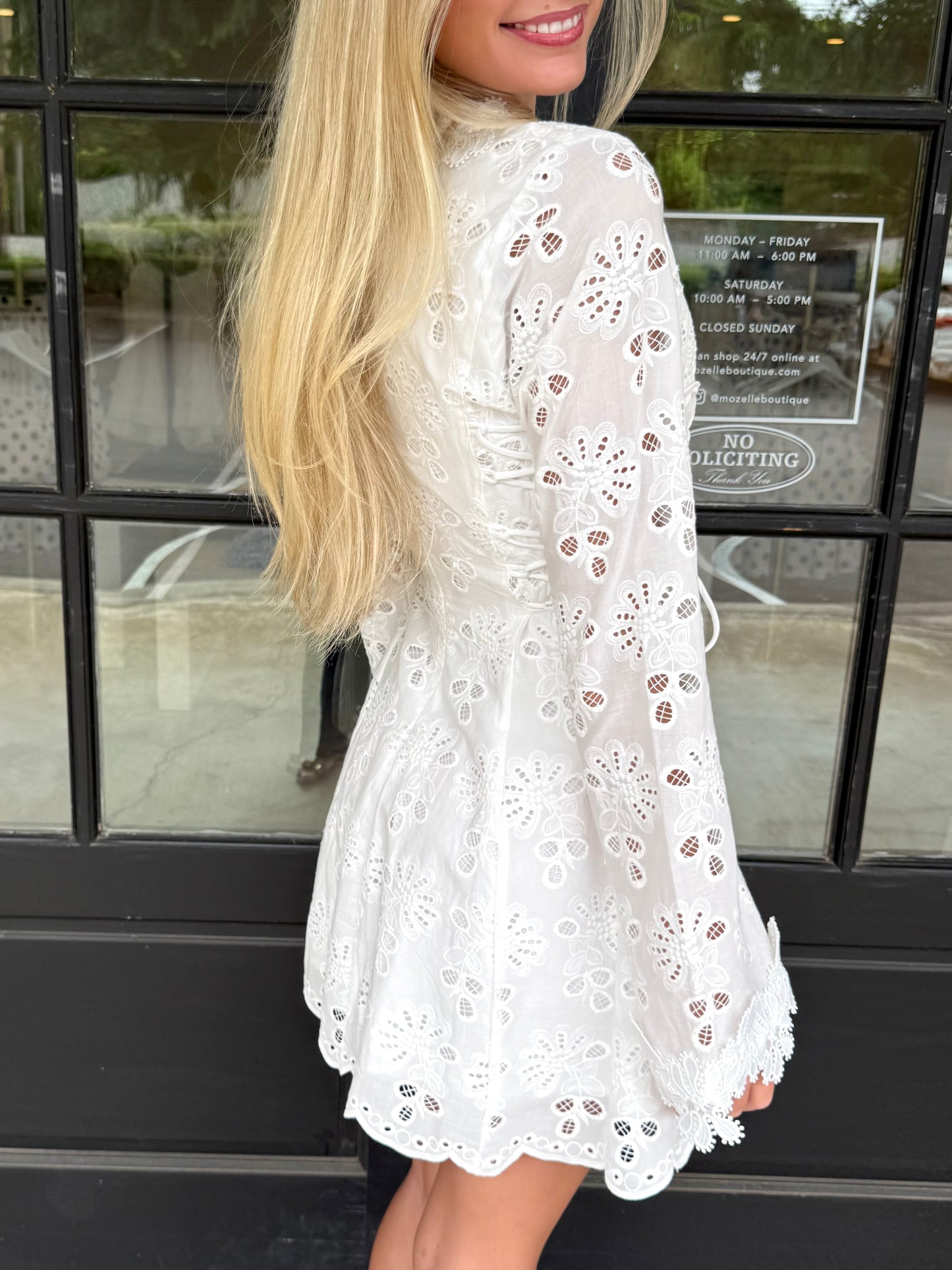 White Lace Trim Mini Dress