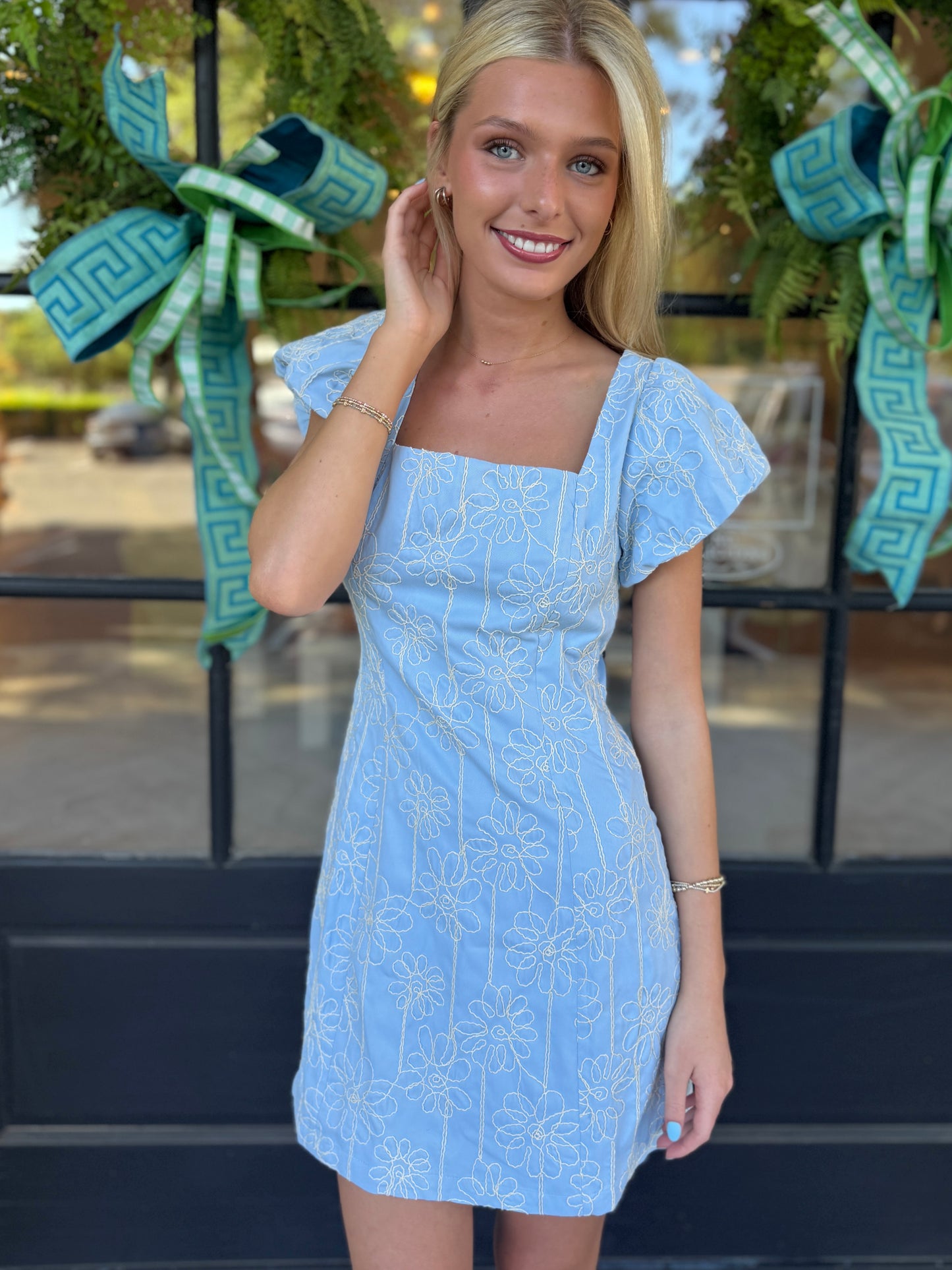 Embr. Puff Sleeve Mini