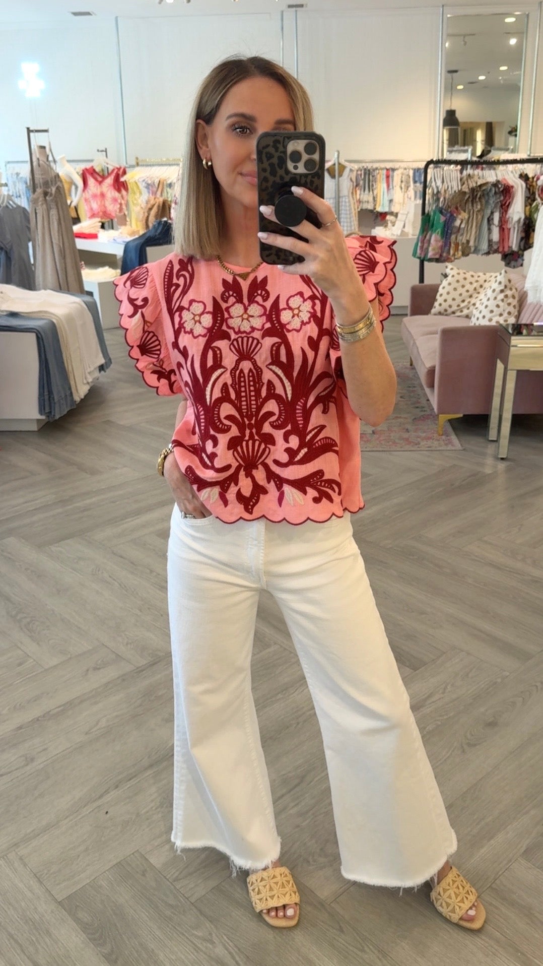 Pink Flutter Sleeve Top