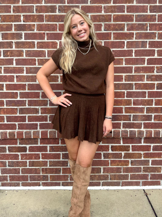 French Pleated Sweater Skirt