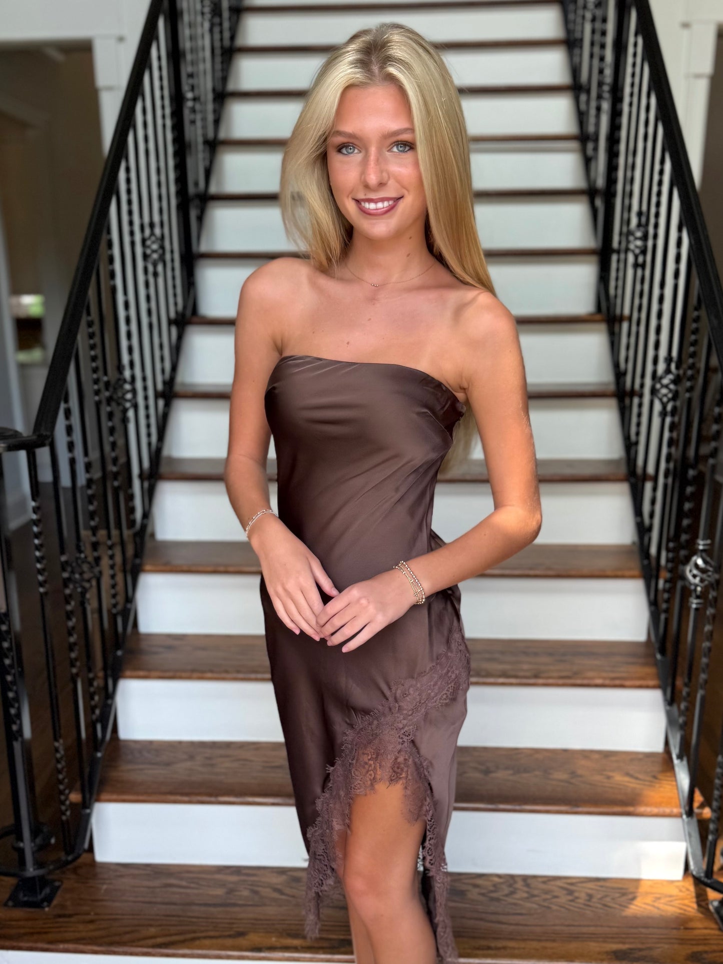 Dark Chocolate Lace Midi Dress