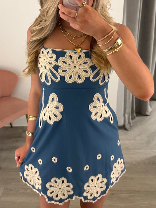 Embroidered Spagetti Strap Mini (2 colors)