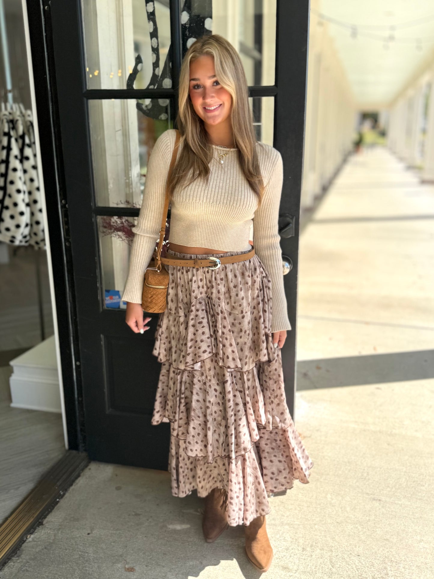 Desert Brown Tiered Maxi Skirt