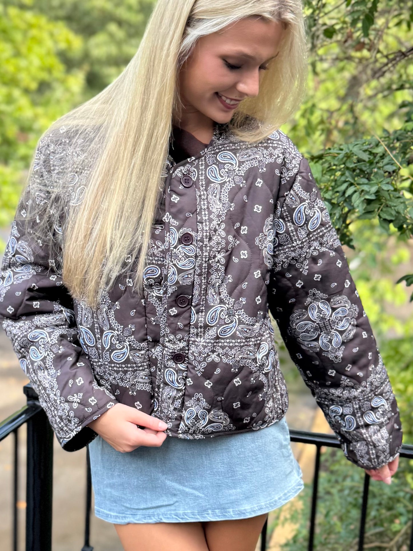 Chocolate Paisley Quilted Jacket
