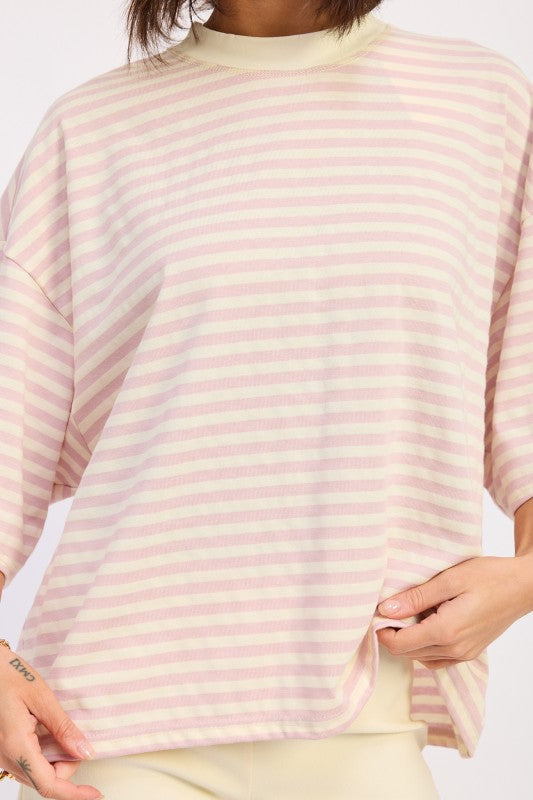 Pink Ivory Stripe Basic Tee