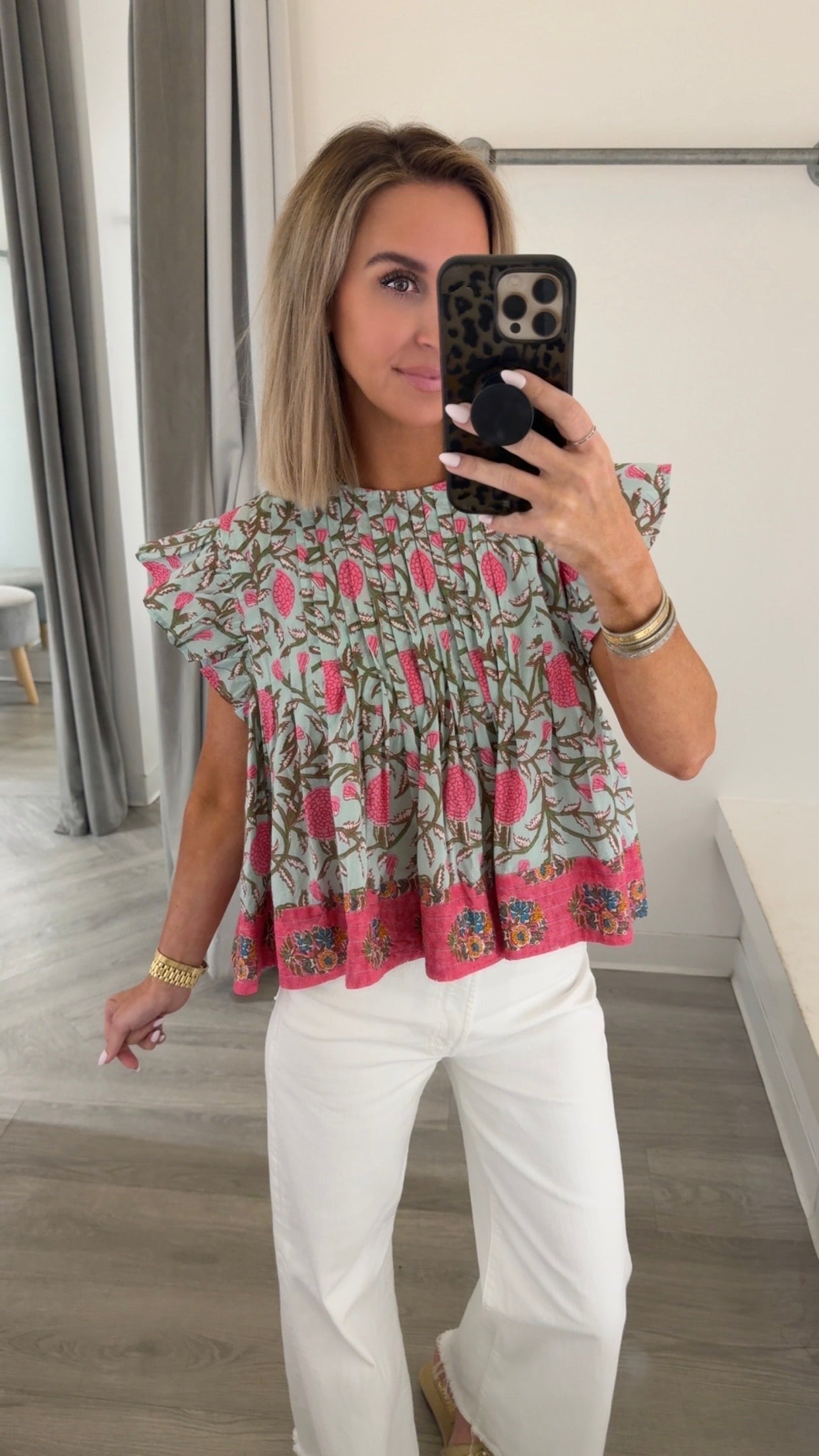 Flutter Sleeve Hydrangea Top