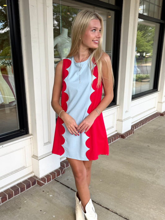 Blue Scallop Red Mini