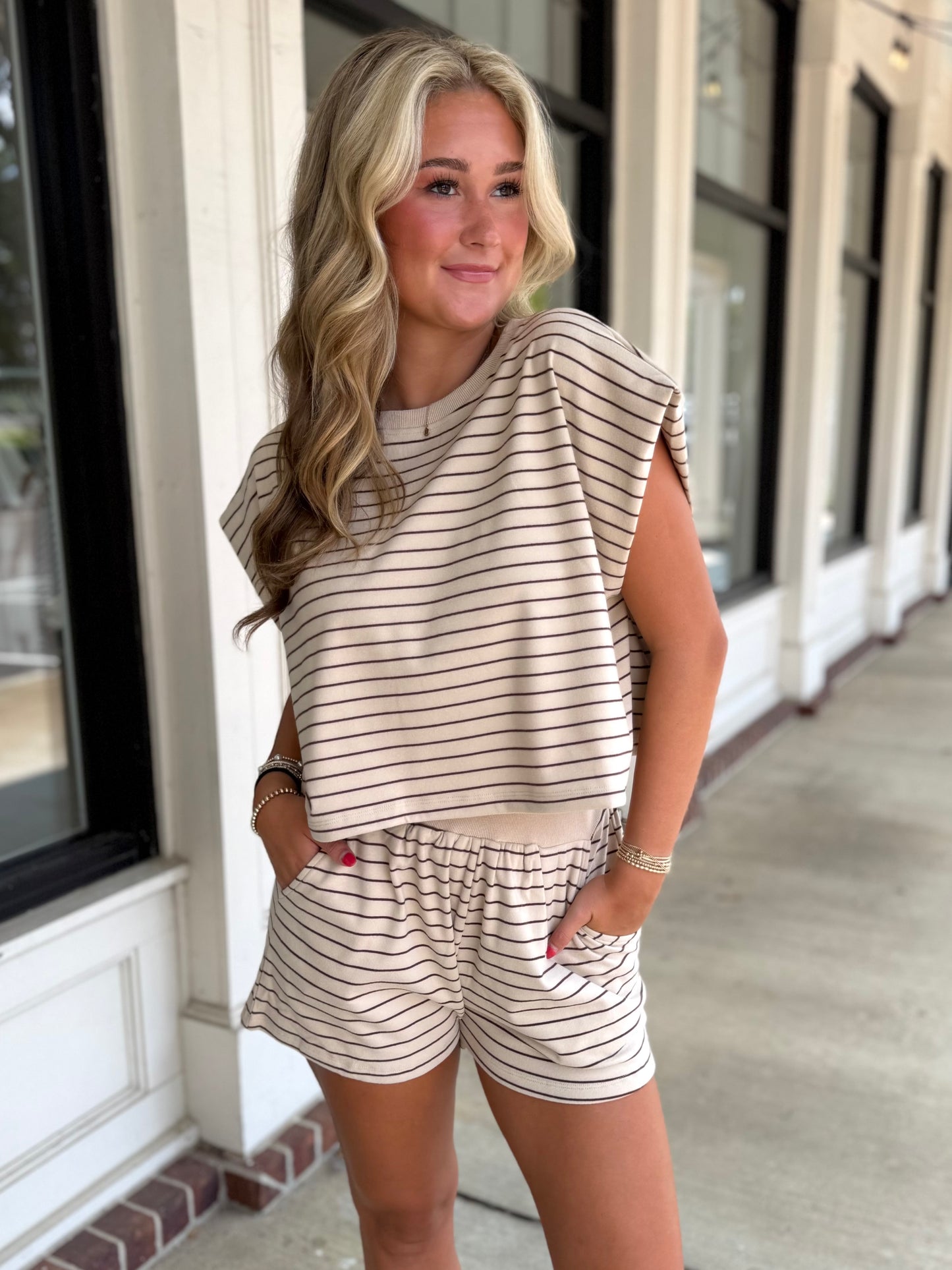 Espresso Stripe Sleeveless Top