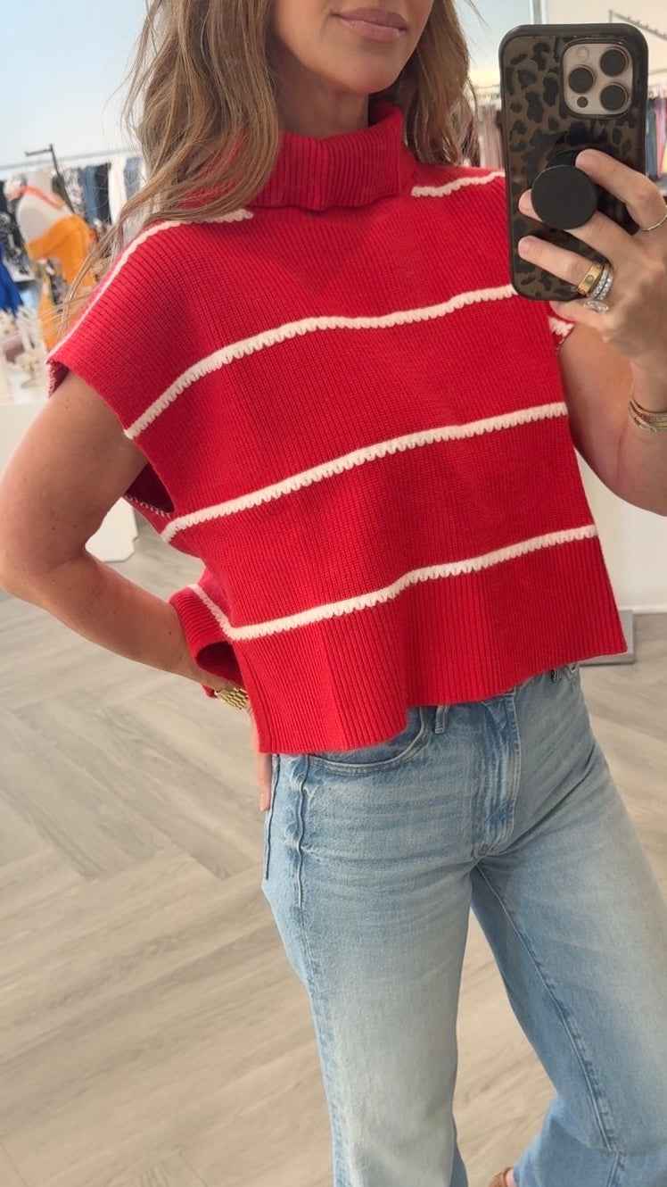 Stripe Turtle Neck Vest