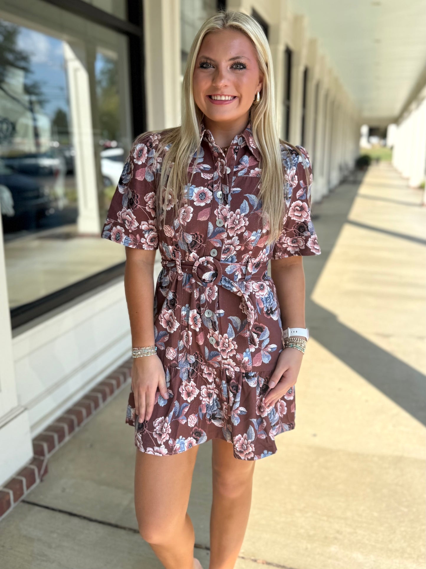 Autumn Floral Denim Dress