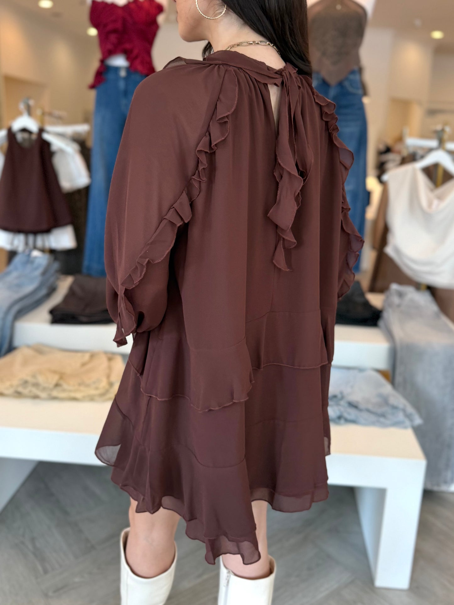 Brown Chiffon Cape Mini