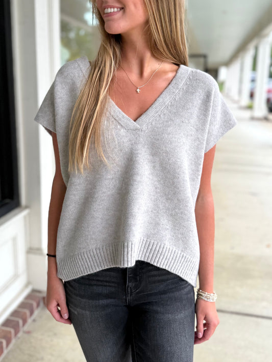 Oatmeal V Border Sweater