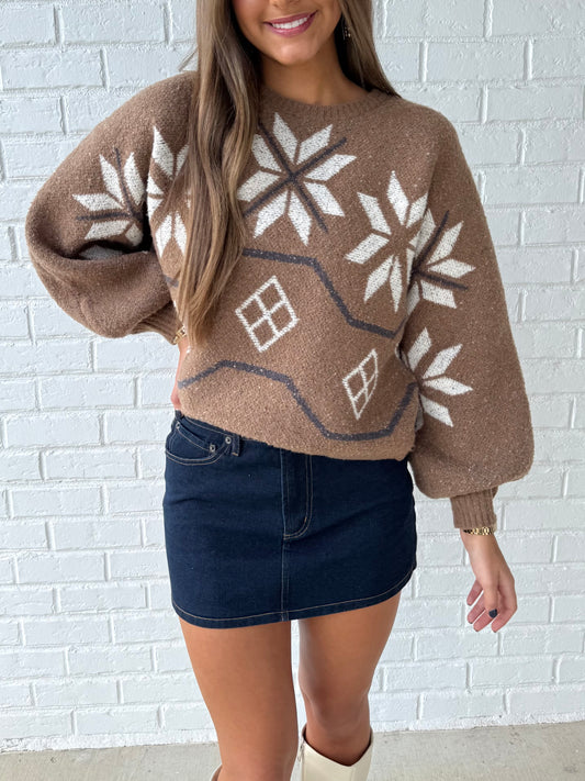 Mocha Snowflake Sweater