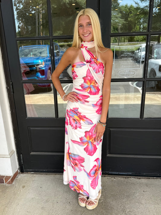 Ivory Floral Scarf Maxi