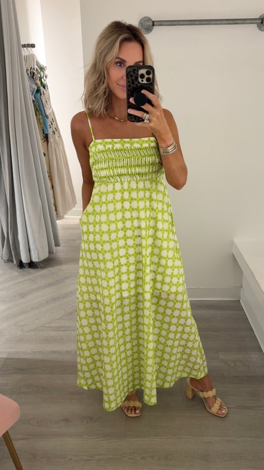 Chartreuse Chainlink Midi Dress