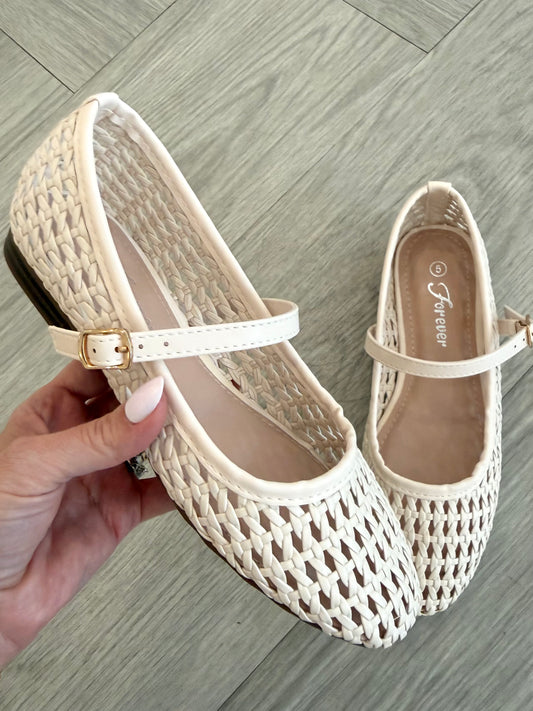 Woven Ballet Flat in Bone