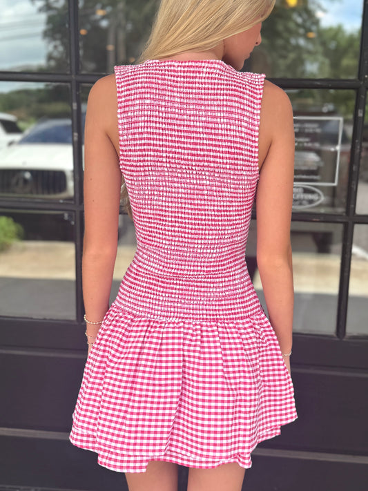 Smocked Gingham Mini