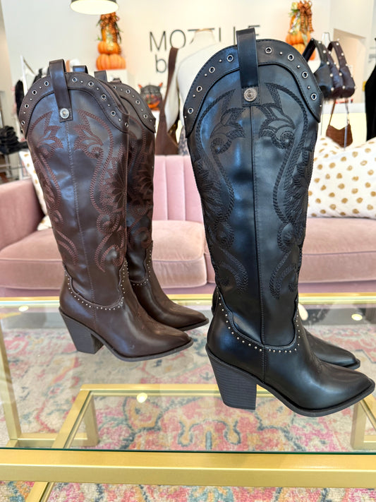 Black Studded Cowgirl Boot