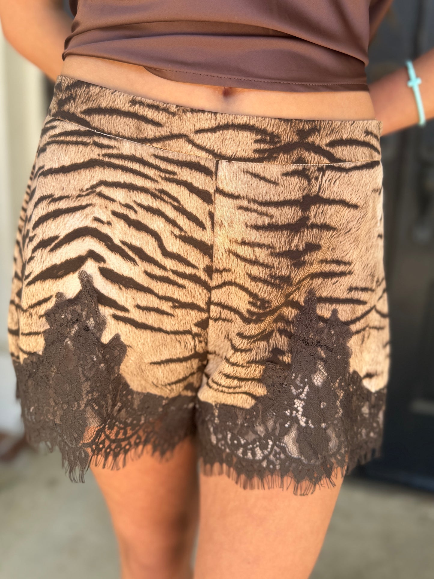 Animal Lace Trim Shorts