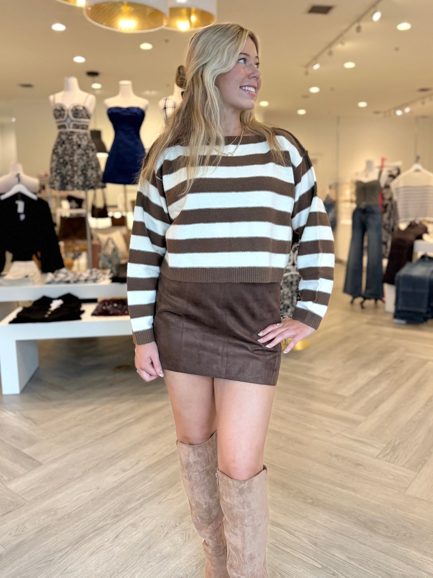 Stripe Exposed Seam Sweater