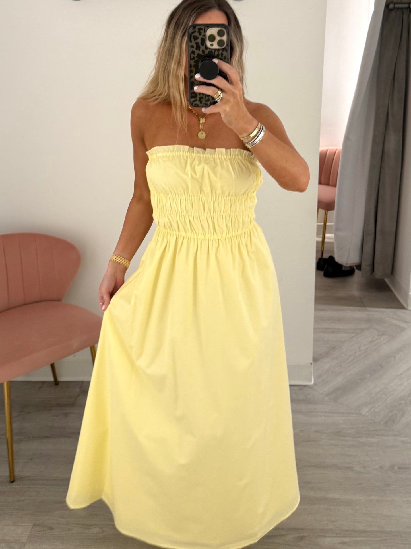 Lemon Poplin Tube Maxi