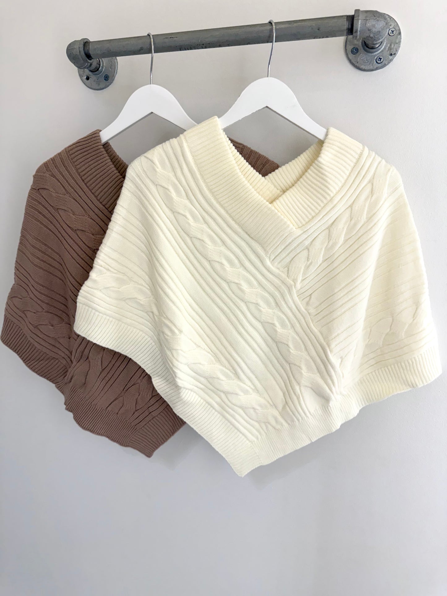 Cable Knit Sweater Poncho (2 colors)