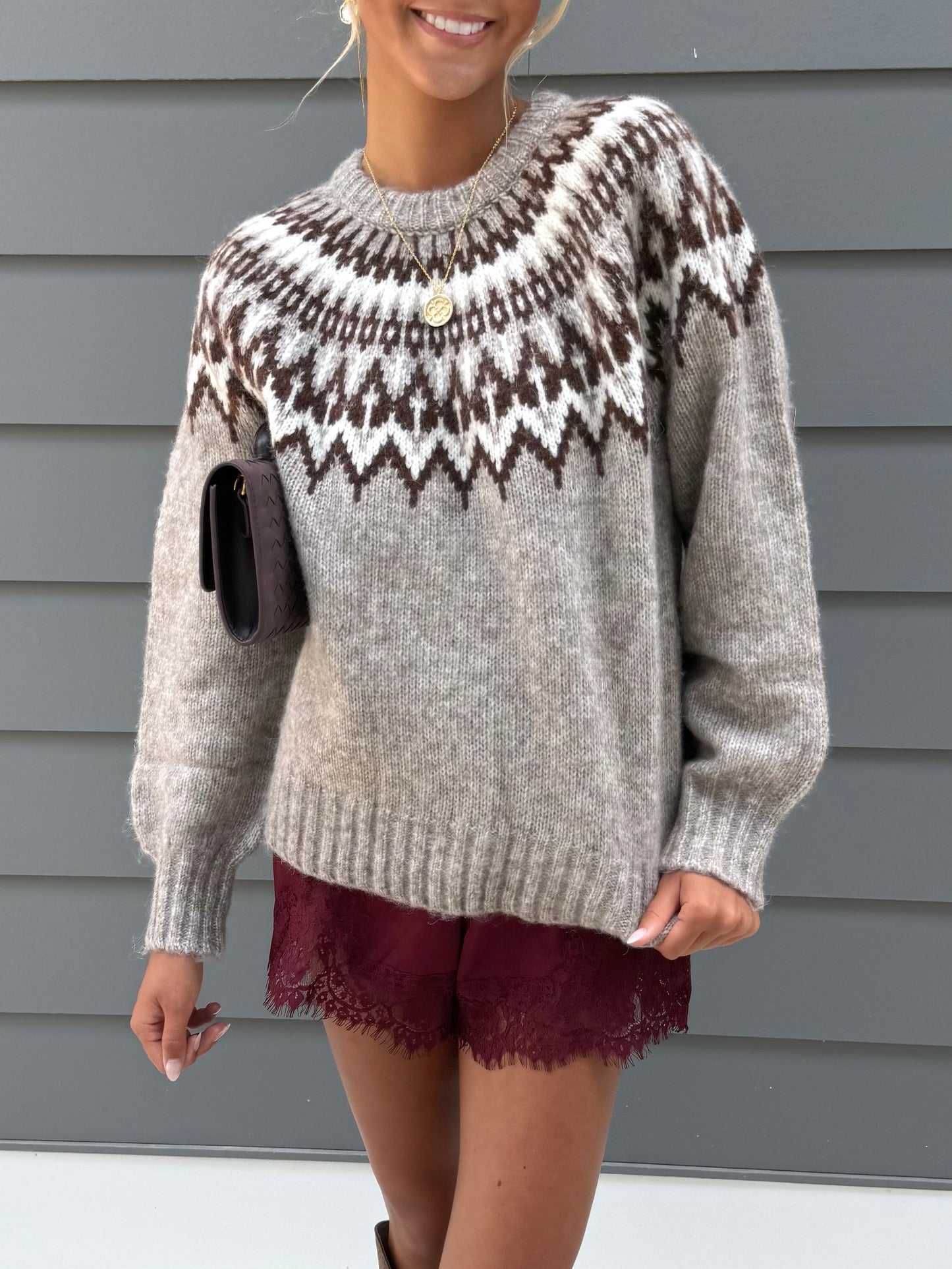 Burgundy Lace Trim Short