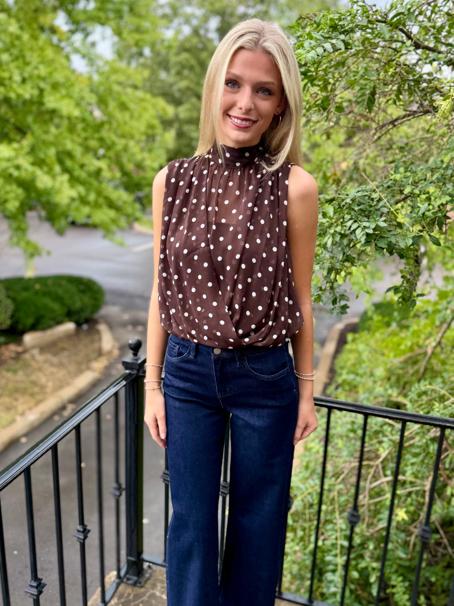 Brown Polka Dot Top