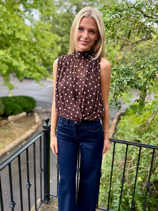 Brown Polka Dot Top