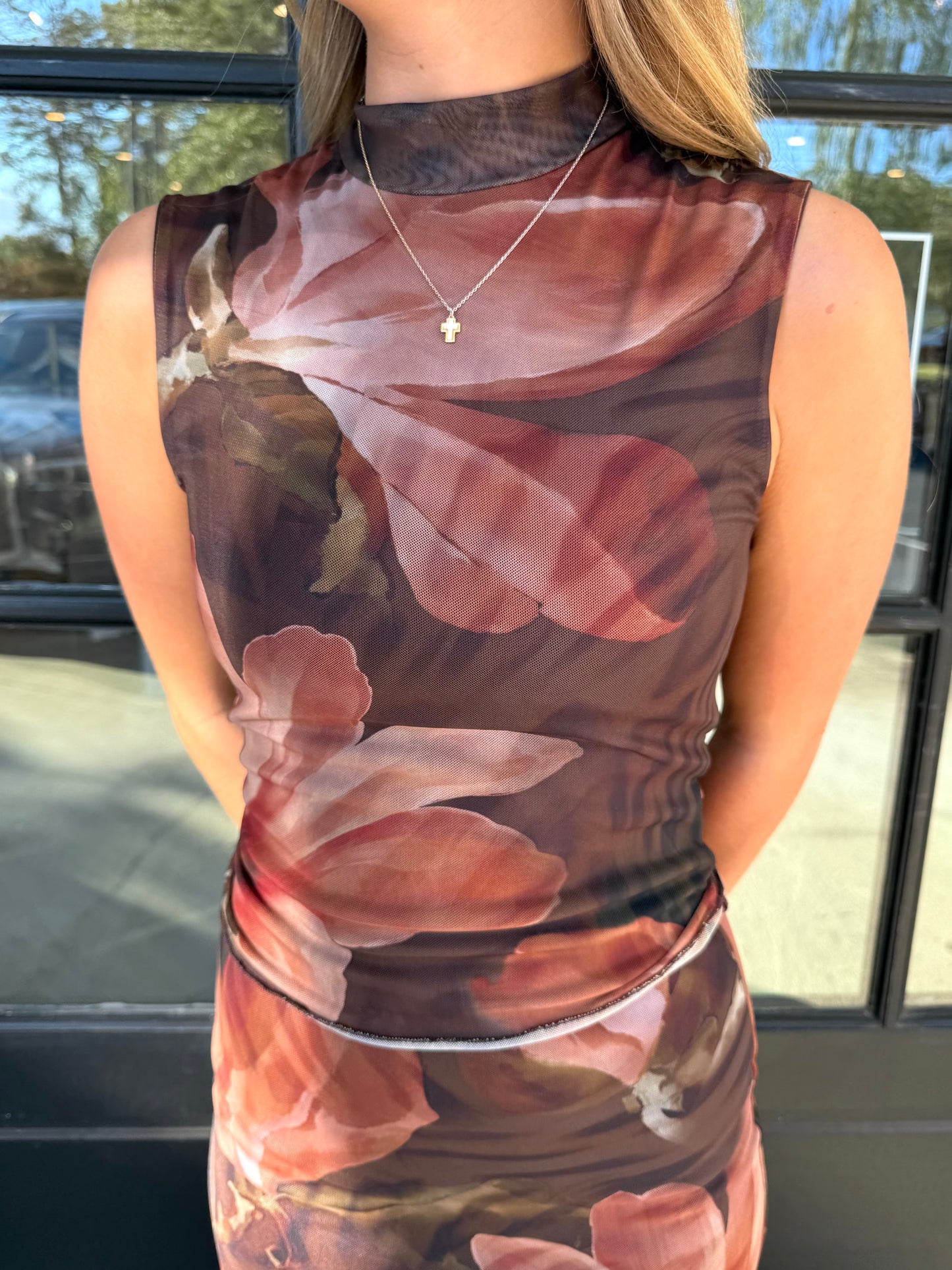 Fall Tropic Mock Neck Top