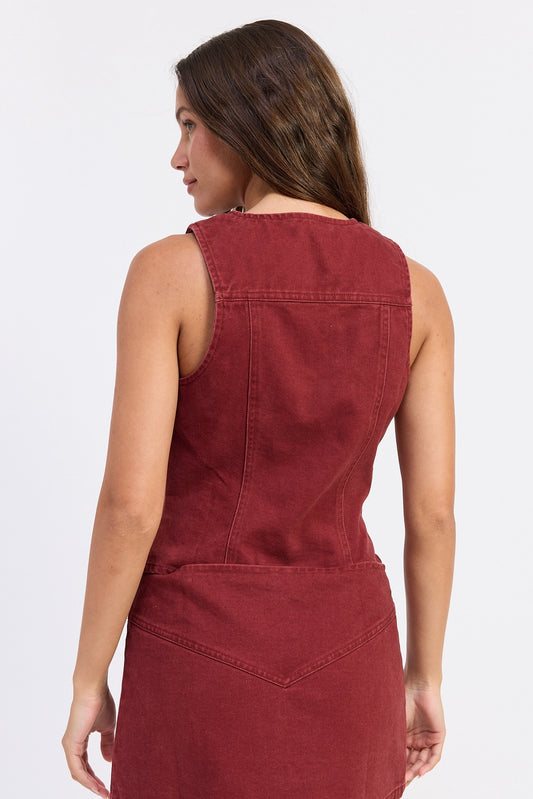 Burgundy Zip Up Top