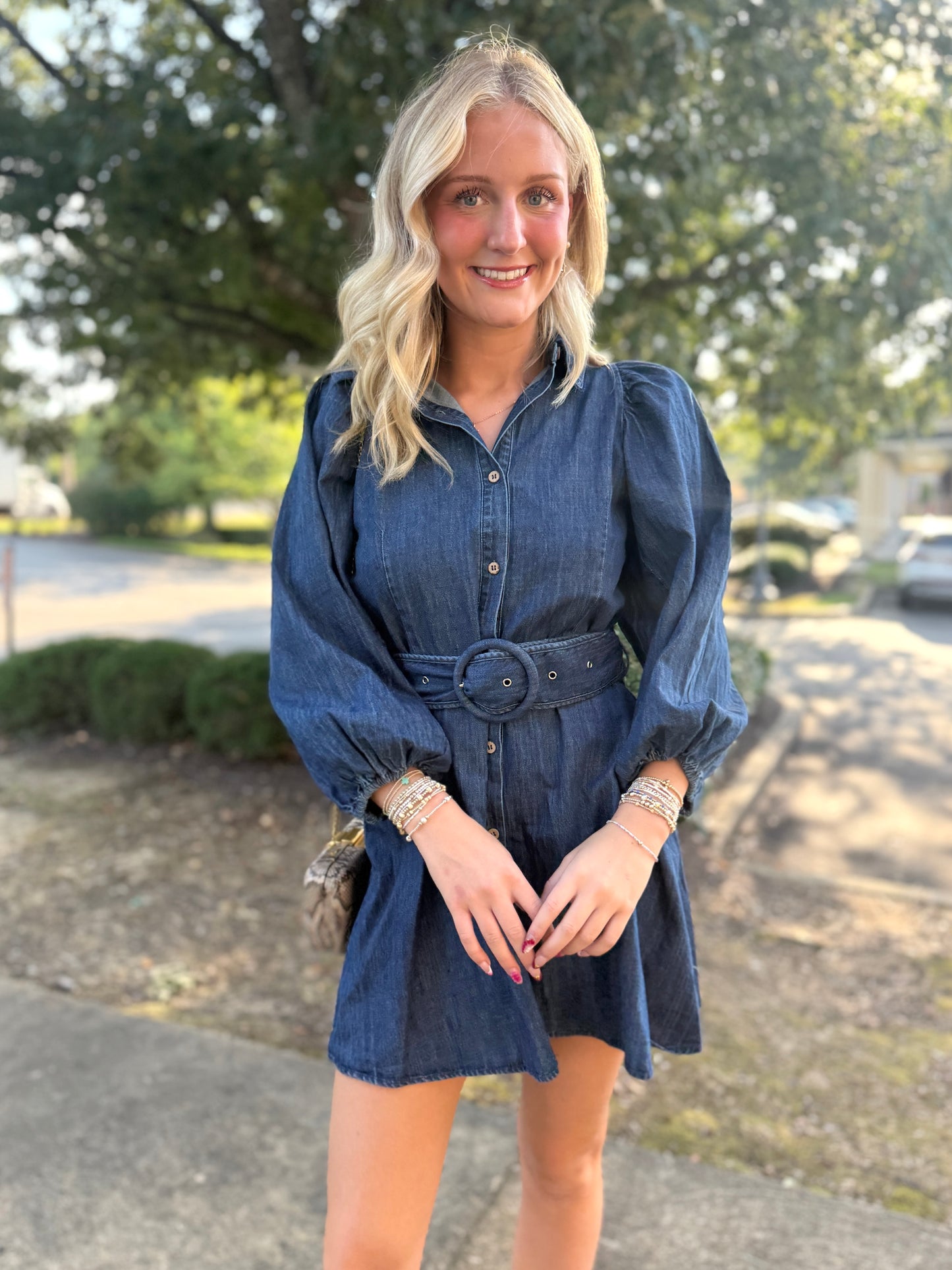 Denim Belted Collar Mini