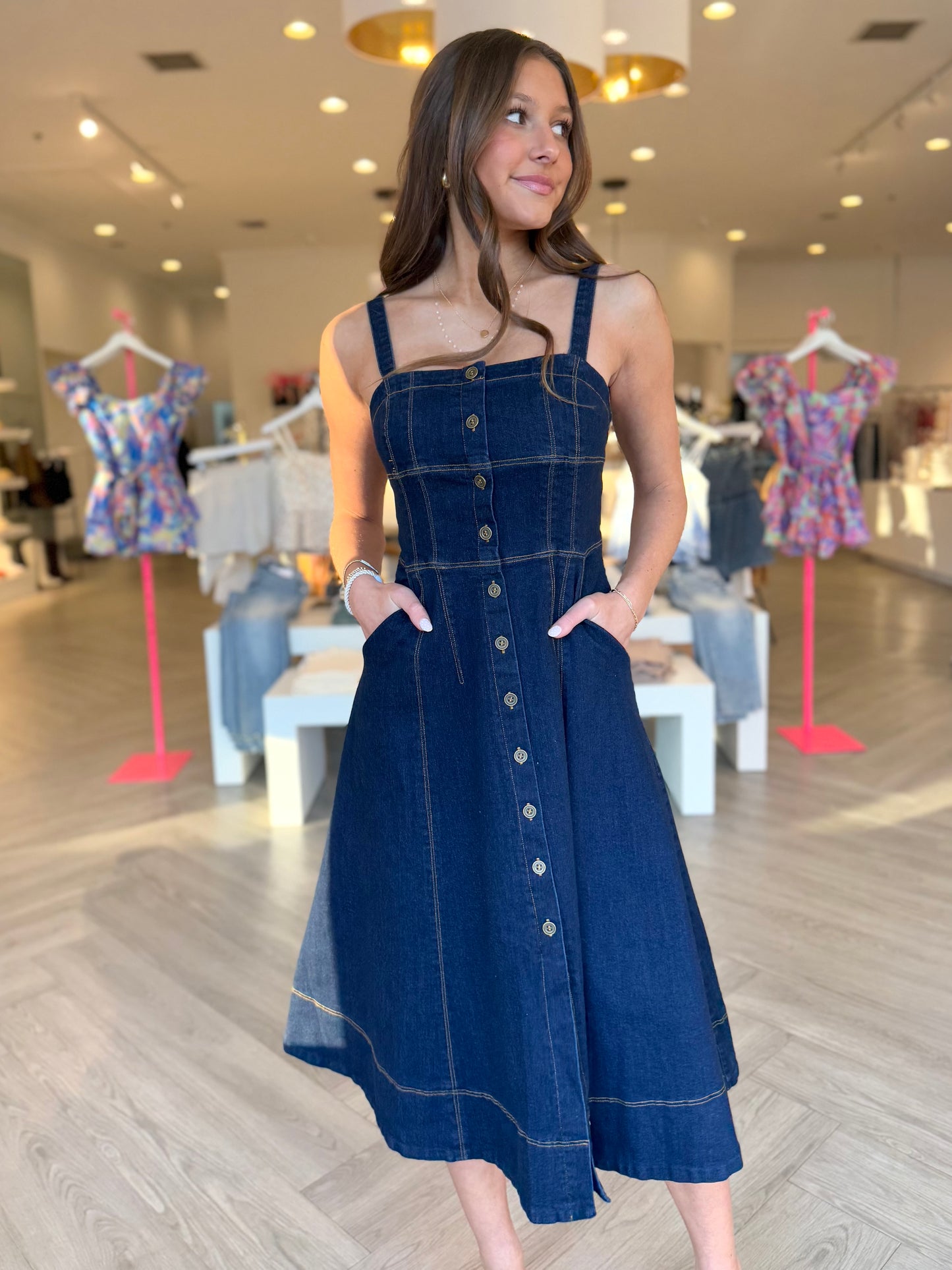 Denim Button Down Corset Dress