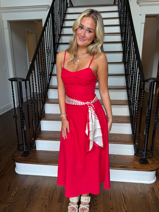 Red Sweetheart Scarf Midi