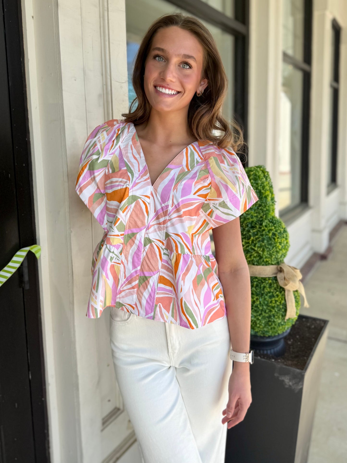 Tropical Poplin Top